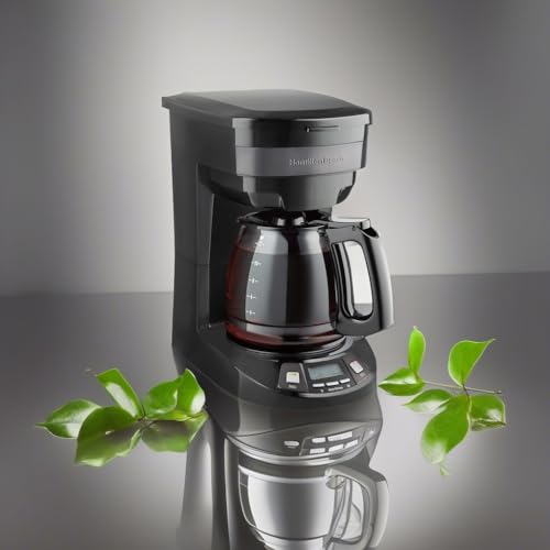 Image of Hamilton Beach 12 Cup Programmable Drip Coffee Maker | Regular & Bold Brew Options | Auto Pause and Pour | Glass Carafe | Black Stainless | 46293J