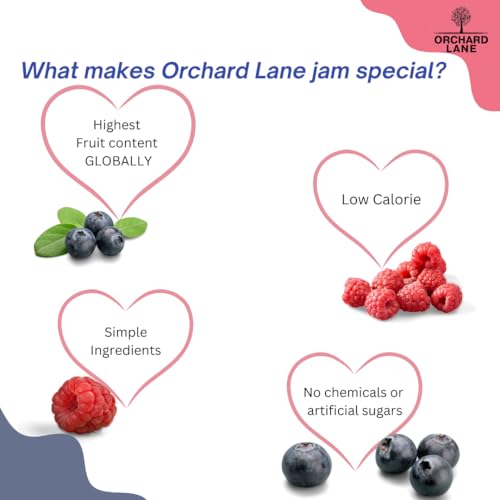 Image of Orchard Lane Healthy MIXED FRUIT Jam | Filled with Fresh Fruit- for healthy families- kids, breakfast, gym goers, only 10 calories per serving- Non Fattening jam | without chemicals, preservatives or artificial sugars- 120 gm Glass bottle | guarantee in case of breakage
