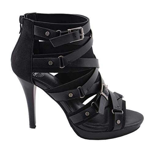 Milwaukee Leather MBL9451 Women's Black Fashion Casual Stiletto Heeled Sandals with Ankle Strap - 93