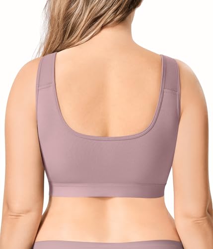 Image of BRABIC Wireless Zip Front Closure Bras for Women No Underwire Full Coverage Comfort Everyday Post Surgery Compression Bra