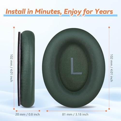 Image of Aurivor Replacement Ear Pads for Bose QuietComfort 45 35 ii (QC45 QC35) Headphones, Earpads Cushions for QC SE SC & New Quiet Comfort (Deep Bass), with Softer Foam & Protein Leather (Cypress Green)