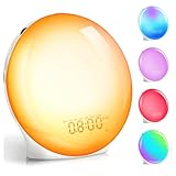 OSTONG 目覚まし時計 光 目覚ましライト 音楽・休日/平日アラーム設定 めざまし時計 大音量 日出＆日没シミュレーション 光で起きる 置きどけい RGB/虹色ライト 25種類の種癒し音 20段階明るさ調整 光目覚ましどけい スヌーズ&FMラジオ機能付き ベッドサイドランプ 明るさ調整可 フルスクリーン 16段階音量調節 間接照明 授乳 子供/寝室用