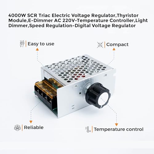 Image of Shockley E-DIMMER AC 50-220V 4000W SCR Triac Electric Voltage Regulator Temperature /Motor Speed Controller Light Dimmer (4000W SCR Triac - 1 Piece)
