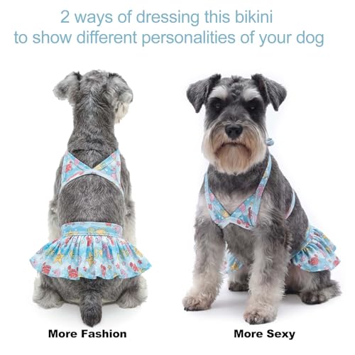 Image of CuteBone Dog Bikini Dress, Stylish Swimsuit Costume for Small Dogs, Comfortable & Adjustable Puppy Bathing Suit, Soft Outfit Pet Apparel for Beach, Pool and Summer Fun DB35XS