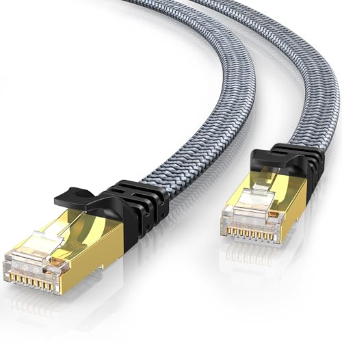 YesTXR Lan Kabel 5M CAT 8 40Gbps Netzwerkkabel High Speed Ethernet Kabel 2000MHz S/FTP RJ45 Gigabit Nylon Patch Cord für PS5/4 Modems TVs Switches Laptops Router etc. kompatibel mit Cat 6/7
