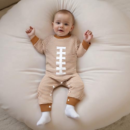 Infant Baby Boy Football Outfit Rugby Print Funny Sweatshirt Romper Playsuit Football Season Cotton One-piece Jumpsuit2