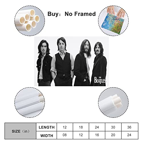 The Beatles – Poster décoratif sur toile – Noir et blanc – Décoration murale – Pour chambre à coucher familiale – 40 x… - Les Beatles, Paul McCartney, John Lennon, RIngo Starr, George Harrison The Beatles - Poster décoratif sur toile - Noir et blanc - Décoration murale - Pour chambre à coucher familiale - 40 x… – Image 3