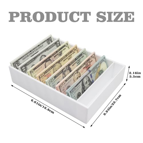 SAFEMoney Organizador para dinheiro, suporte de dinheiro de acrílico branco com 8 compartimentos, ba