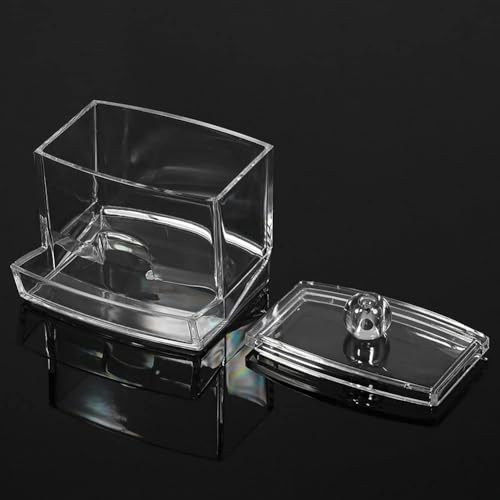 Image of Cotton Pad Container | Cotton Buds Dispenser | Cotton Swabs Holder | Square Bathroom Jar Clear Organizer | Bathroom Storage Organizer | Cosmetics /Makeup Storage Box (Pack of 1)