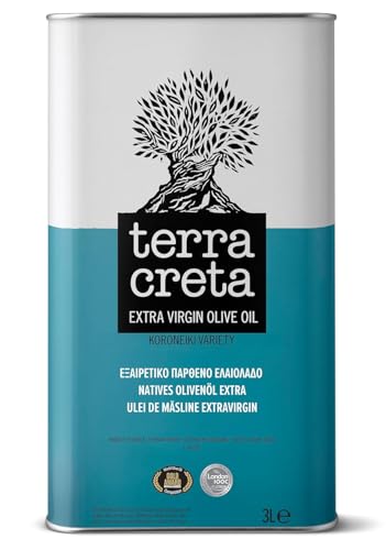 Terra Creta, 100% Koroneiki Variety, Estate Greek Extra Virgin Olive Oil, 3 Ltr (101 Fl.oz) Tin