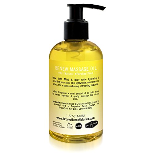 Renew Massage Oil with Orange, Lemon & Peppermint Essential Oils - Great for Massage Therapy or Home use. Ideal for Full Body – with Almond, Grapeseed & Jojoba Oils – By Brookethorne Naturals - Thumbnail 7