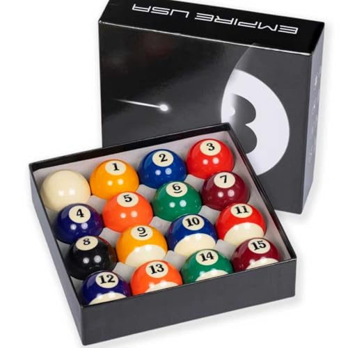 Empire USA Billiard Economy Balls Set – 2.25” Regulation Pool Balls, Premium Resin Billiard Ball Set with Cue Ball for Standard Pool Tables