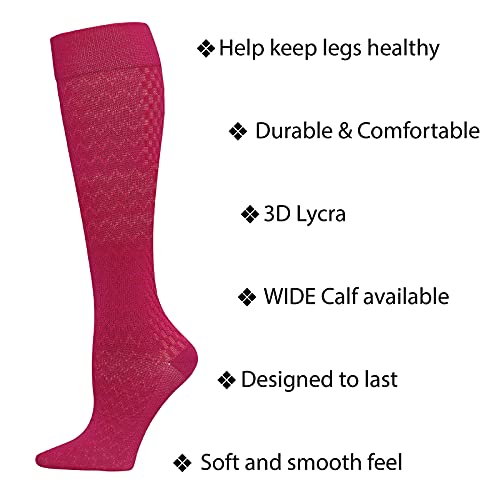 Cherokee Women's Compression Socks, 10-15 mmHg, Knee High, 4-Pair Pack, Soft Fit, Regular & Wide Calf - TRUESUPPORT3