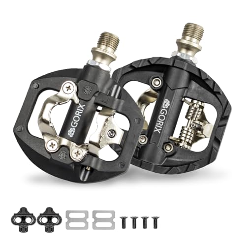GORIX(ゴリックス) 自転車 ペダル 片面フラット ペダル ビンディングペダル クリート付属 GX-PM811 ブラック
