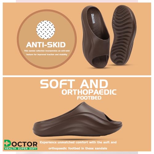 Image of DOCTOR HEALTH SUPER SOFT Men's Double Buckle Slide Sandals | Lightweight Cushioned EVA Slippers | Anti-Slip Comfortable Open Toe Casual Slides for Indoor Outdoor Everyday Wear