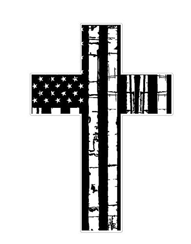 Distressed Flag Cross (N56) Vinyl Decal Sticker Car/Truck Laptop/Netbook Window 5" Inch- by CustomDecal US