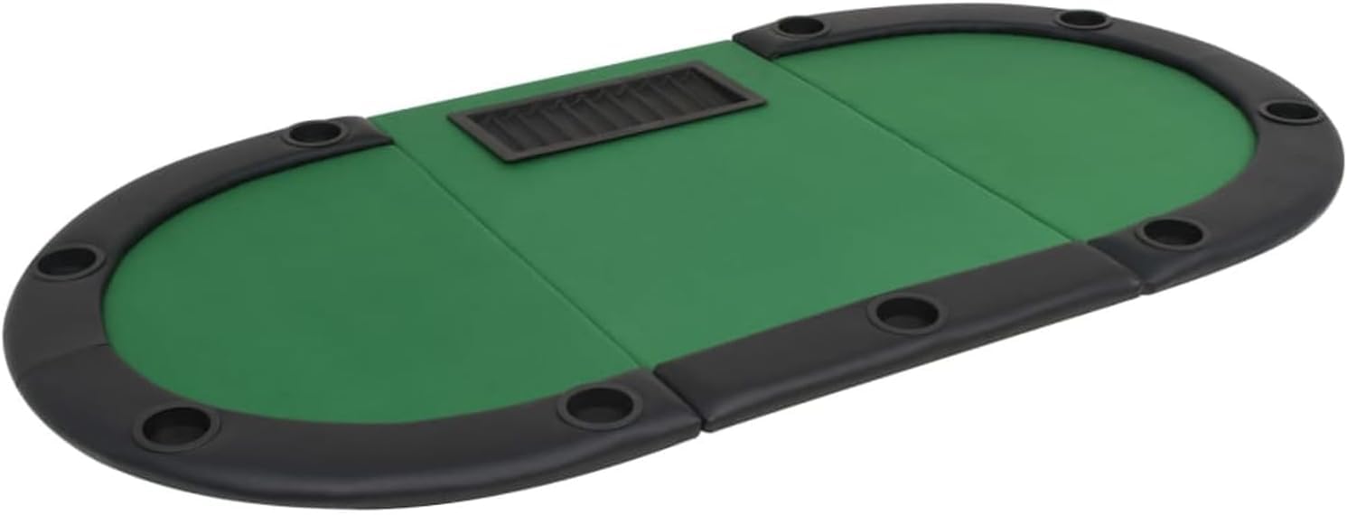Tavolo da poker pieghevole per 9 giocatori, design ovale per una facile conservazione, superficie resistente per serate di gioco, perfetto per uso interno/esterno, piano in feltro verde