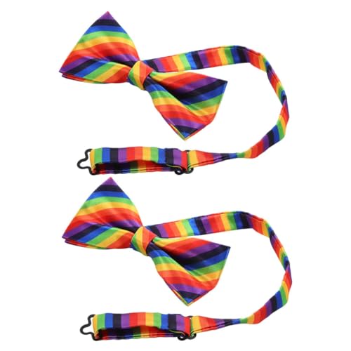 NOLITOY 2pcs Bow Tie Photo Decor Accessories Rainbow Decor Cosplay Festival Decors Festival Decorative Tie Decoration Girl Unisex Polyester Yarn