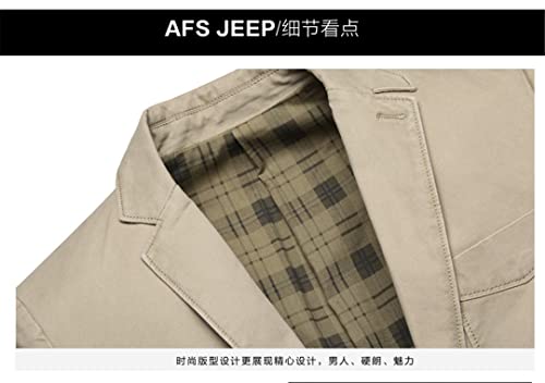 Men's Causal Business Blazer Khaki Single-Breasted Cotton Slim Suit Jacket3