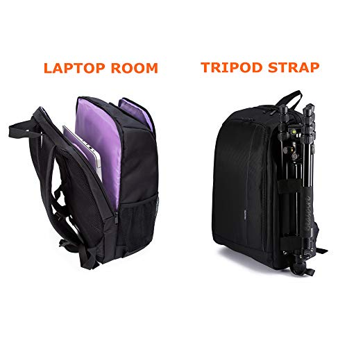 G-raphy Camera Backpack Photography Bag with Laptop Compartment/Tripod Holder for Dslr SLR Cameras (Purple)
