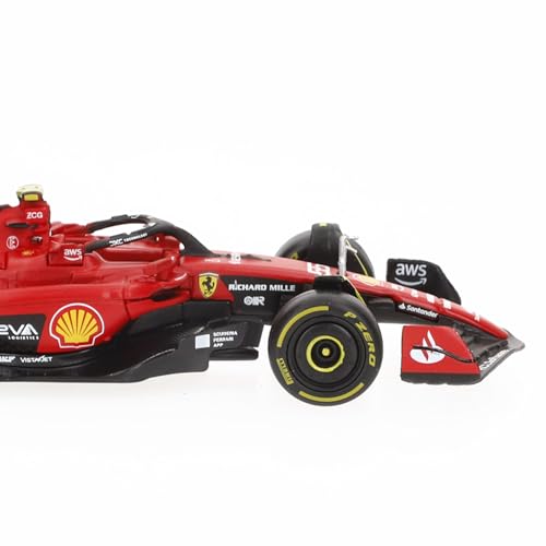 Bburago Formula 1 F1 FERRARI SF-23 Race Car (Sainz) - 1:43 Scale - Incredibly Detailed Die-Cast Replica Collectible Model Vehicle, Red/Black
