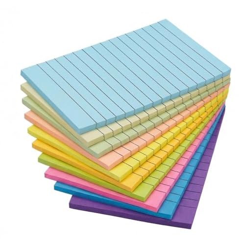 8 Pack Lined Sticky Notes,4x6 in Post Large Ruled Post Stickies,8 Colors Bright Post Stickies Colorful Self Sticky Super Power Memo Pads Strong Adhesive for Home,Office,School,50 Sheets/pad