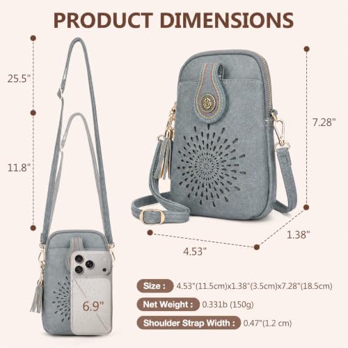 Image of APHISON Small Crossbody Bags for Women, Lightweight Vegan Leather Cell Phone Purse, Cute Purses with Tassels
