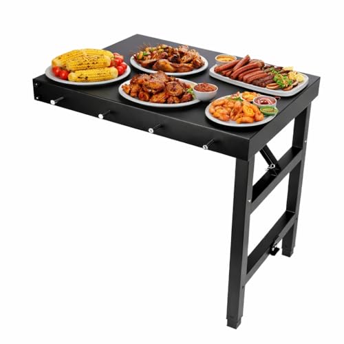 QuliMetal Foldable Side Shelf for Traeger Woodridge Woodridge Pro and Woodridge Elite 23.62 Grill Side Table BBQ Prep Shelf Accessory Quality Steel Side Shelf