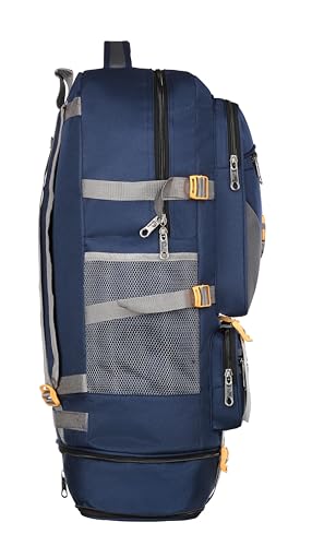 Image of 65L Heavy Duty Hiking & Trekking Rucksack Bag | Waterproof Travel Backpack with Adjustable Compression Buckles for Men & Women | Camping, Outdoor & Sports Bag (Navy Blue)