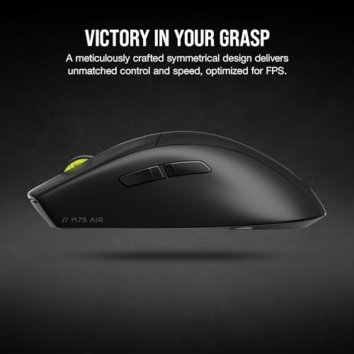 Image of Corsair M75 AIR Wireless Ultra Lightweight Gaming Mouse - 2.4GHz & Bluetooth - 26,000 DPI - Up to 100hrs Battery - iCUE Compatible - Black