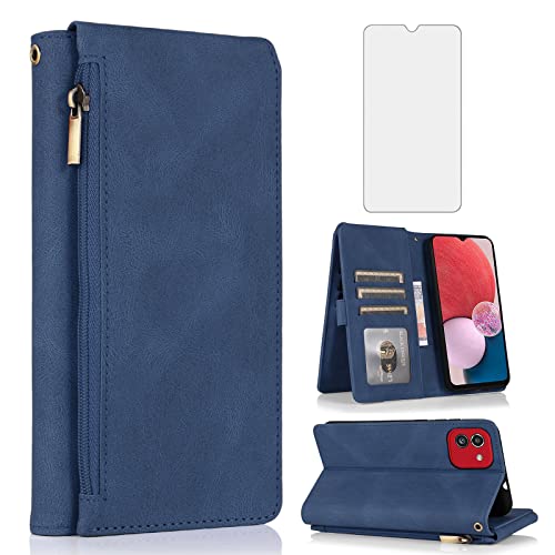 Funda tipo cartera Samsung Galaxy A03 de cuero retro con cremallera y soporte
