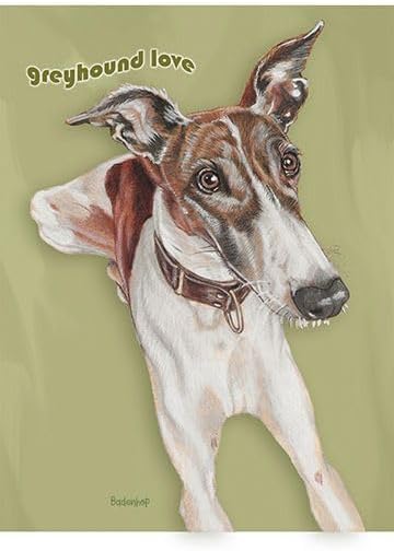Greyhound Brindle and White Blank Note Cards Boxed Set of 10 cards & 10 envelopes