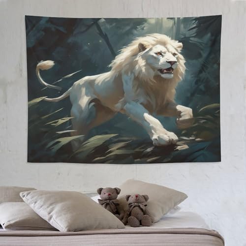 Tapisserie murale lion tissu suspendu pour chambre chaleureuse