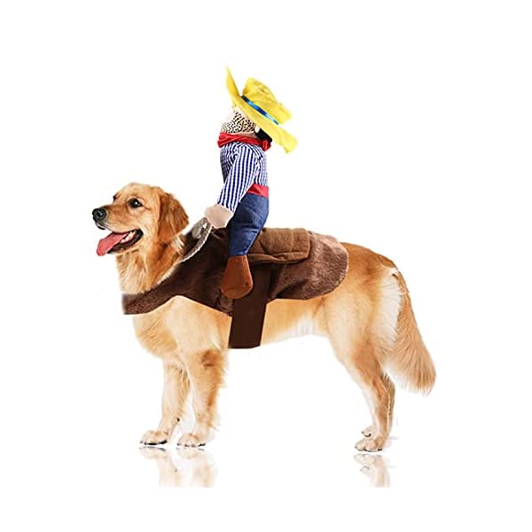 Seis pet riding costume novelty pet supplies cowboy rider horse riding designed dog apparel party dressing up clothing halloween (xxl)