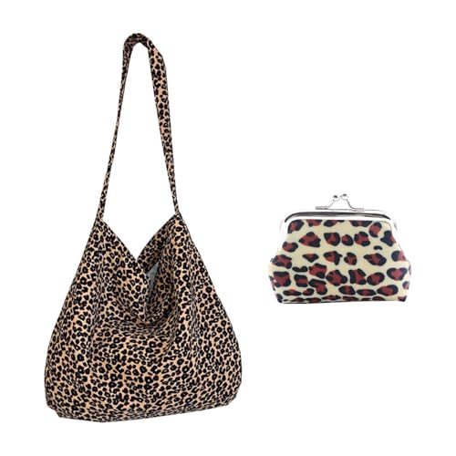 1 Pieza De Bolso De Hombro Con Estampado De Leopardo Y Billetera De Monedas De 1 Pieza, Bolso De Hombro De Gran Capacidad, Bolsa De Personalidad Retro, Accesorios Para Mujeres.