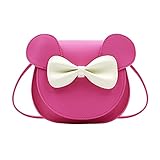 ZGMYC Little Girl's Cute Bowknot Crossbody Purse Cartoon Mouse Ears Shoulder Handbag (Hot Pink, 7.08'' x 6.69'')