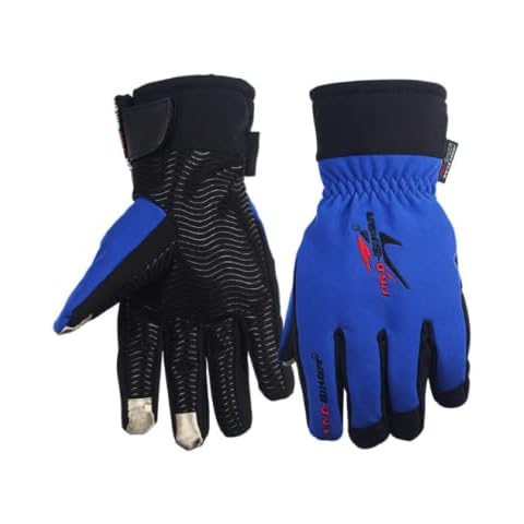Winter Motorcycle Gloves 100% Waterproof Thermal Scooter Ski Snowboard Gloves Protective Touch Screen (XL, Mod.3 Blue) Cover