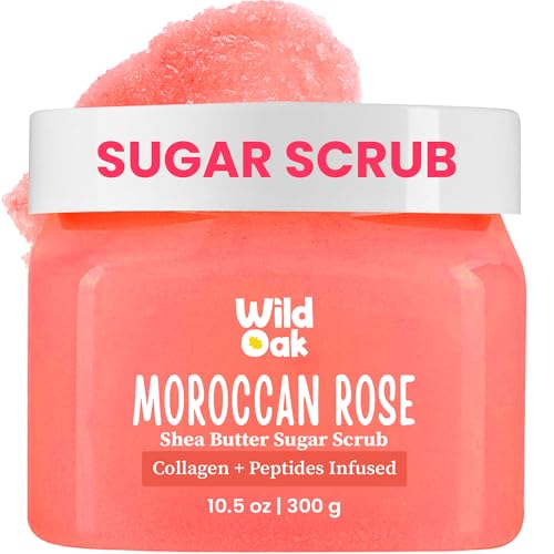 WILD OAK Moroccan Rose Shea Butter Sugar Scrub | 300Gm | With Col...