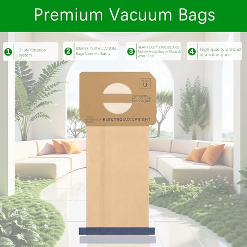 Image of 6 pack Upright Style U Vacuum Cleaner Bags made to fit for Electrolux
