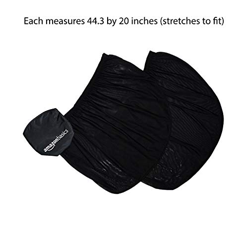 Image of amazon basics Mesh Pack of 2 Car Window Pullover Sun Shades| Lightweight Mesh with UV Protection | 112.5 x 50.8 Cm | Black