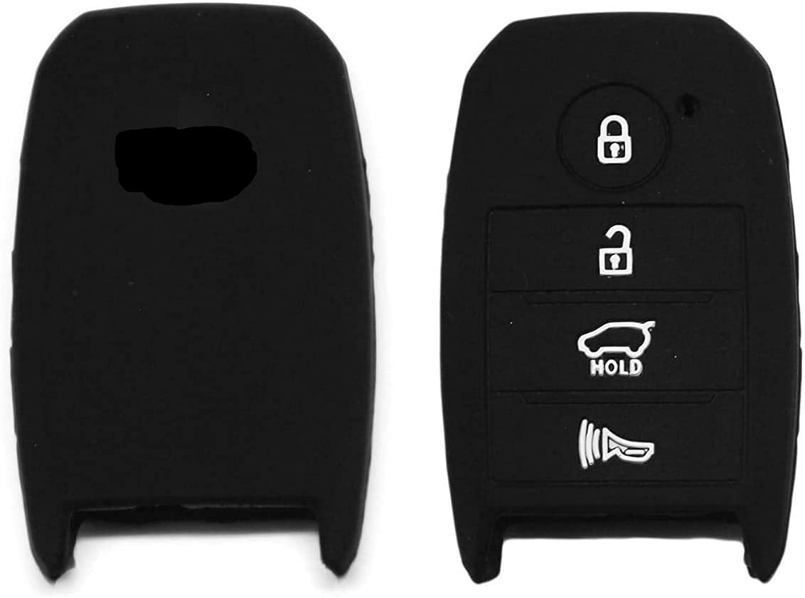 Cloudsale 4 Buttons Silicone Key Cover Compatible with KIA Optima K3 Cerato, SELTOS, Forte Sorento Rio Rio5 NIRO Soul (Black)