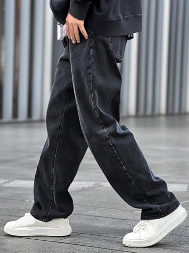 Image of dockstreet Men Baggy Denim Jeans in Pure 100% Cotton Denim || Stretchable (Jet Black) and Stretchable (Colored) Jeans || Unisex Designs||Jeans||