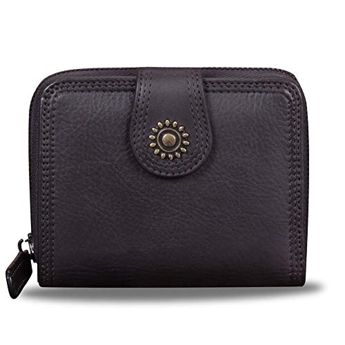 IVTG Bifold Leather Wallets for Women Vintage Handmade Small Clutch Short Purse with Zip Card Holder Organizer2