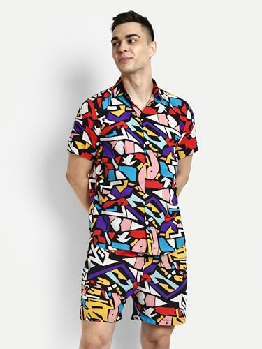 Image of LERIYA FASHION Co Ord Set for Men | Trendy Night Dress for Boys | T-Shirt and Shorts Combo for Lounge | Stylish Summer and Travel Wear | Men's Matching Two-Piece for Vacation