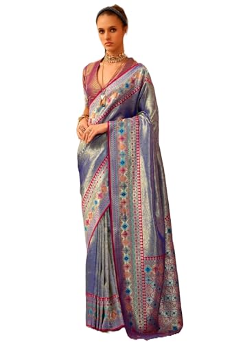 Sari traditionnel femme soie tissage Zari 12270 de fête