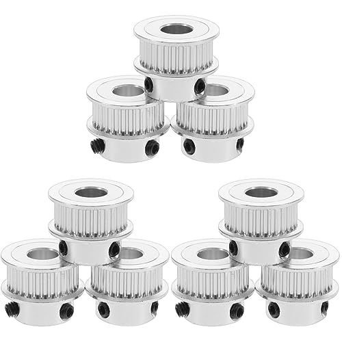 iplusmile 9 Piezas polea sincronica gt2 taladradora drill cabezal taladro broca ahoyadora poleas mecanicas impresora 3d polea para correa de distribucion rueda síncrona aluminio Silver