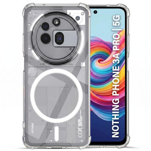 Image of TRUEUPGRADE Back Cover for Nothing Phone 3a Pro 5G | Mag-Safe Printed Transparent Case | Hard PC Back + Soft TPU Bumper | Magnetic Print Shockproof Protective Cover | Crystal Clear