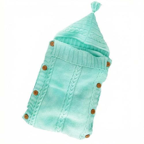 Image of XMWEALTHY Baby Blankets for Boys Girls Newborn Essentials Wrap Swaddles Knit Wrap Blanket Bag Stroller Receiving Blanket Light Aqua 0-6 Month