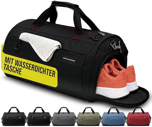 ZENACROSS Sporttasche & Reisetasche für Damen und Herren mit Nassfach & Schuhfach - Sporttaschen für Sport & Reisen - Sporttasche Damen, Gym Bag, Saunatasche