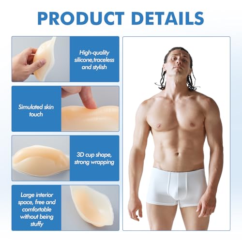 2 Pcs Bulge Enhancer Men Silicone Enlarge Front Pouch Pad 3D Bulge Enhancing Underwear Cup for Swimming Boxer Brief3